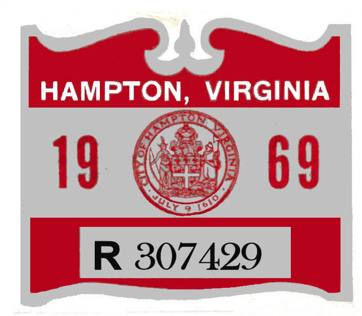 1969 VA HAMPTON city tax sticker 1969 VA HAMPTON city tax sticker